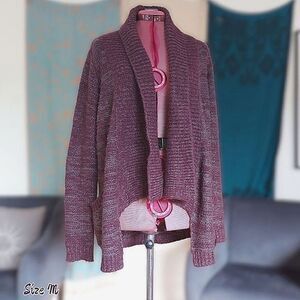Monk & Lou heathered plum high-low shawl cardigan Size M